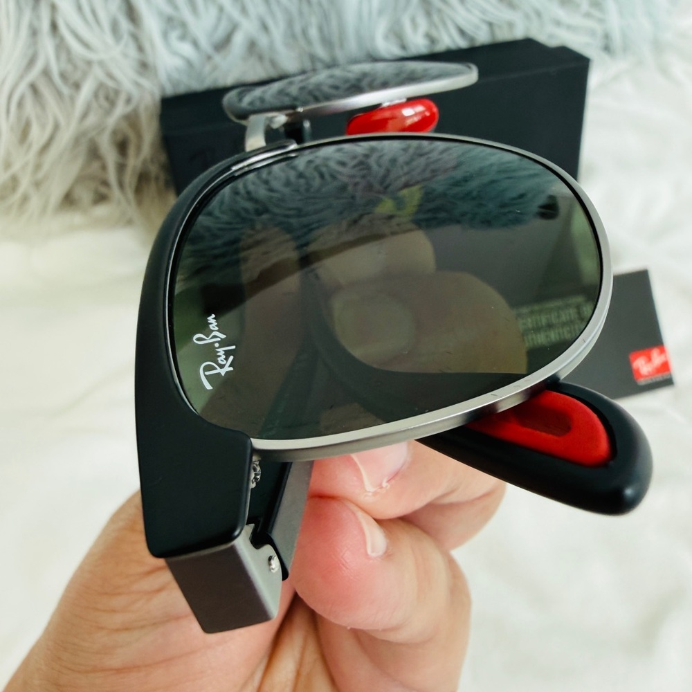 New Ray-Ban Scuderia Ferrari Collection Unisex Sunglasses Black Red Accent NWOT - Picture 3 of 16